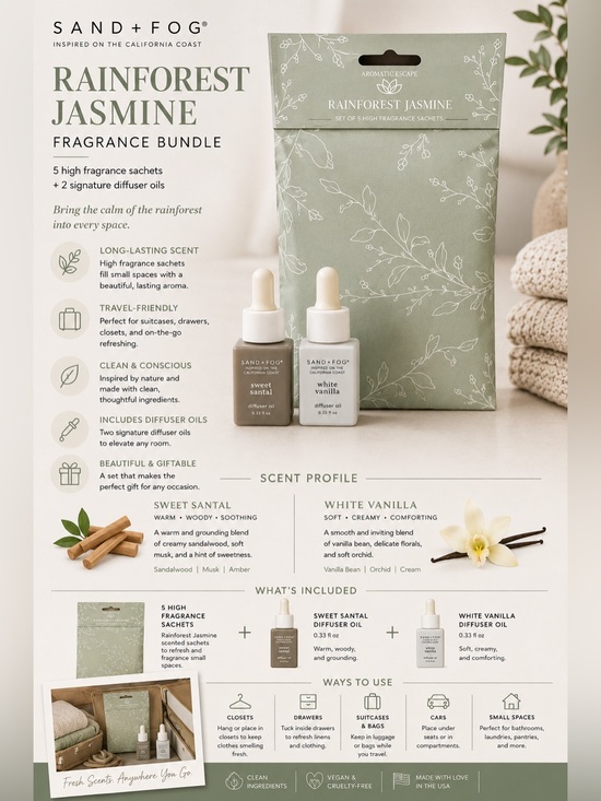 Sand + Fog Other - SAND+FOG Rainforest Jasmine Fragrance Bundle - Green